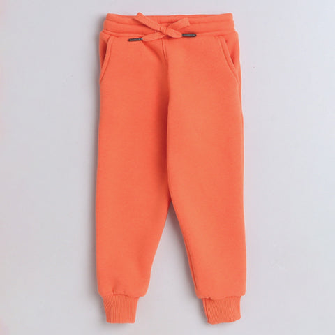 Unisex Full Sleeves Perfect Printed Warm Fleece Jacket & Joggers - Orange