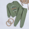 Unisex Full Sleeves Printed Warm Fleece Sweatshirt & Joggers - Sage