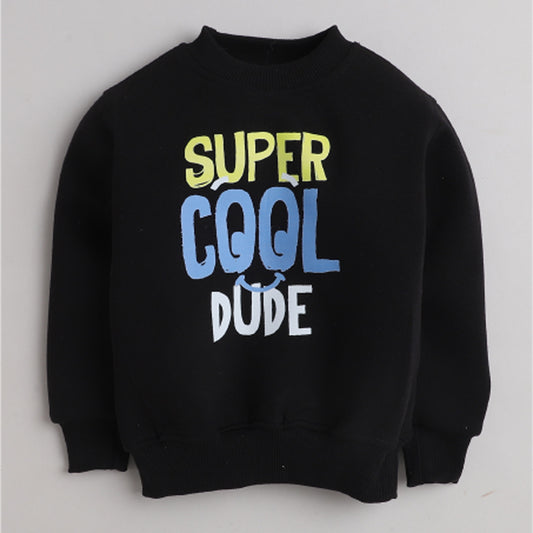 Unisex Full Sleeves Super Cool Dude Printed Jacket - Black