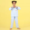 Light Blue Unisex Night Suit with Balloon Embroidery on Pocket