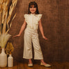 Ivory Giza Cotton Co-ord Set for Girls – Frilly Flap Top with Pants