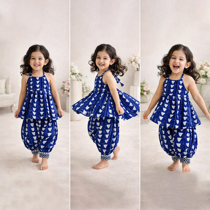 Fusion Print Kurta with Afghani Pants for Girls