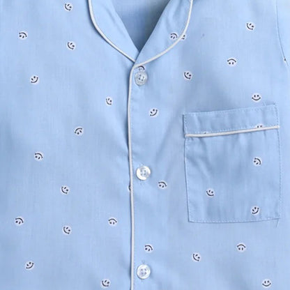 Blue Smiley Theme Full sleeve Night Suit