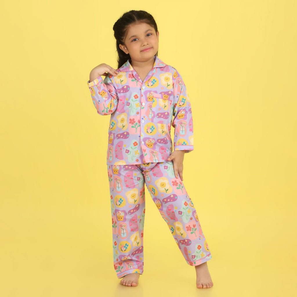 Girls Flower Print Nightsuit