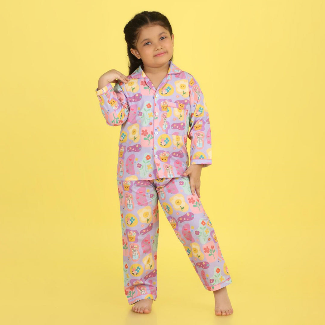 Girls Flower Print Nightsuit