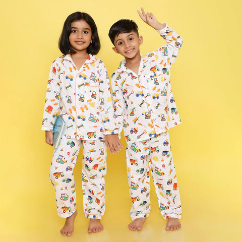 Unisex Construction Instrument Print Nightsuit