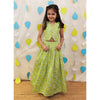 Green Glazed Cotton Lehenga Set with Jacket-Style Blouse for Girls
