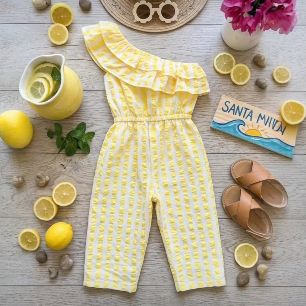 Girls Lemonade Cotton Jumpsuit – Soft & Stylish Kids Wear