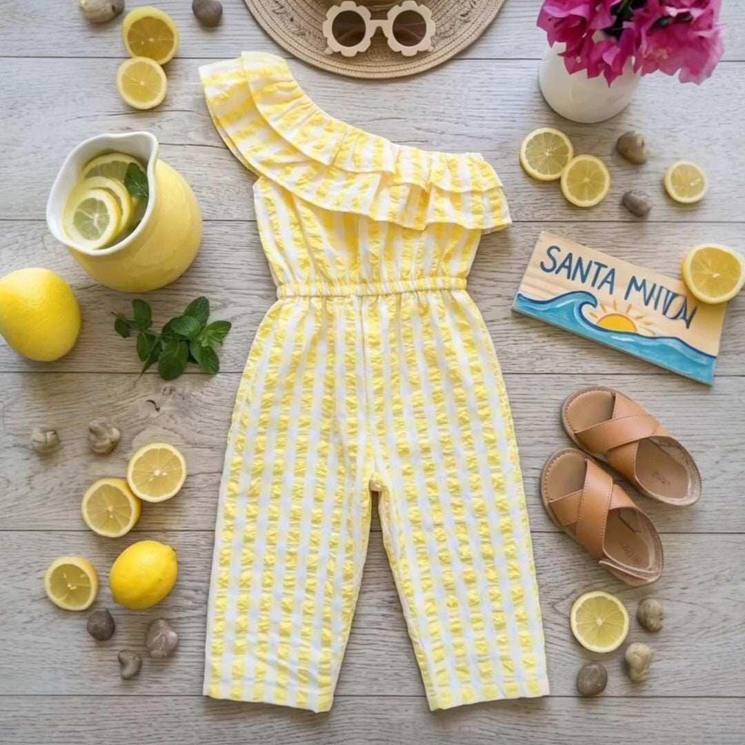 Girls Lemonade Cotton Jumpsuit – Soft & Stylish Kids Wear