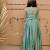 Teal Green Block Printed Lehenga Set with Dupatta for Girls