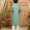 Teal Green Block Printed Kurta Pajama Set for Boys