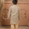 Beige Printed Cotton Silk Kurta Set for Boys