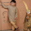 Beige Printed Cotton Silk Kurta Set for Boys