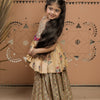 Beige Hand Block Printed Peplum Kurta Sharara Set for Girls