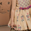 Beige Hand Block Printed Peplum Kurta Sharara Set for Girls