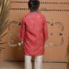 Pink Block Printed Kurta Set with Pajama for Boys