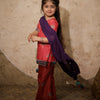 Pink Hand Block Printed Kurta Pant Set with Dupatta for Girls
