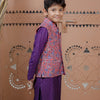 Purple Kurta Set with Floral Nehru Jacket for Boys