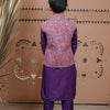 Purple Kurta Set with Floral Nehru Jacket for Boys