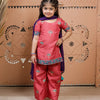 Pink Hand Block Printed Kurta Pant Set with Dupatta for Girls