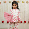 Classic Polka Hand Block Printed Peplum Top Pants Set for Girls