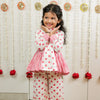 Classic Polka Hand Block Printed Peplum Top Pants Set for Girls