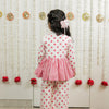 Classic Polka Hand Block Printed Peplum Top Pants Set for Girls