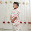 Classic White Polka Hand Block Printed Kurta Set for Boys