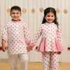 Classic White Polka Hand Block Printed Kurta Set for Boys