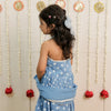 Sky Blue Polka Dot Hand Block Printed Kurta Set with Dupatta for Girls