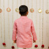 Pink Peach Hand Block Printed Kurta Set for Boys
