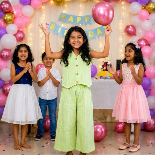 Neon Cord Cotton Girls Dress – Soft & Stylish Kids Wear