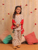 Off-white And Cherry Red Kurta With Pants And Dupatta Krimakay