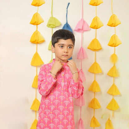 Pink Block Print Kurta and Pant