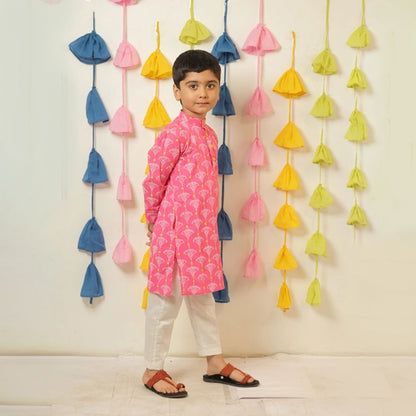 Pink Block Print Kurta and Pant