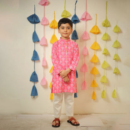 Pink Block Print Kurta and Pant