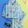 Blue Junk Food Print Nightsuit