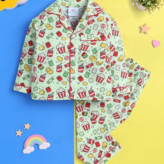 Popcorns & Candies Printed Night Suit for Kids