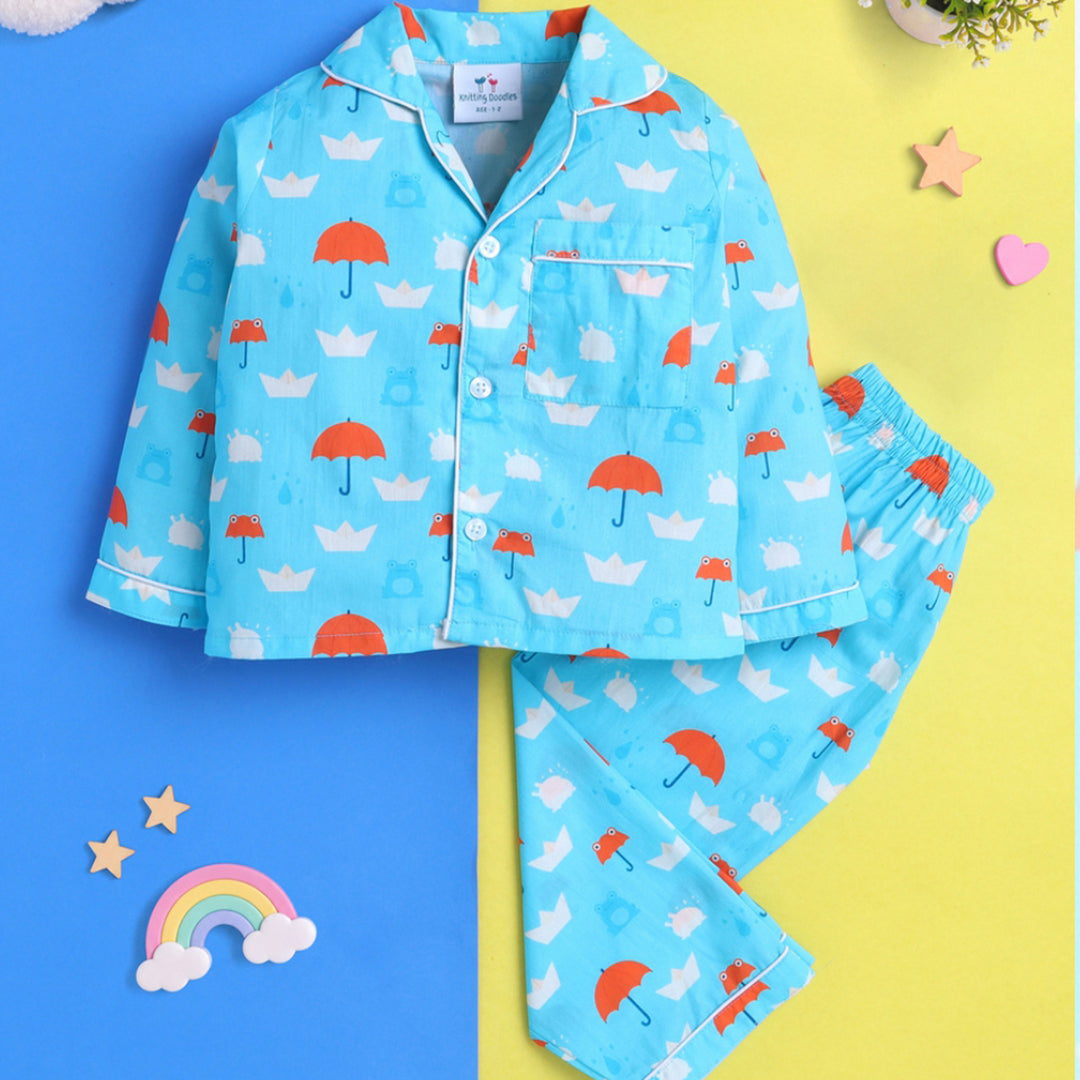 Umbrellas Printed Night Suit for Kids