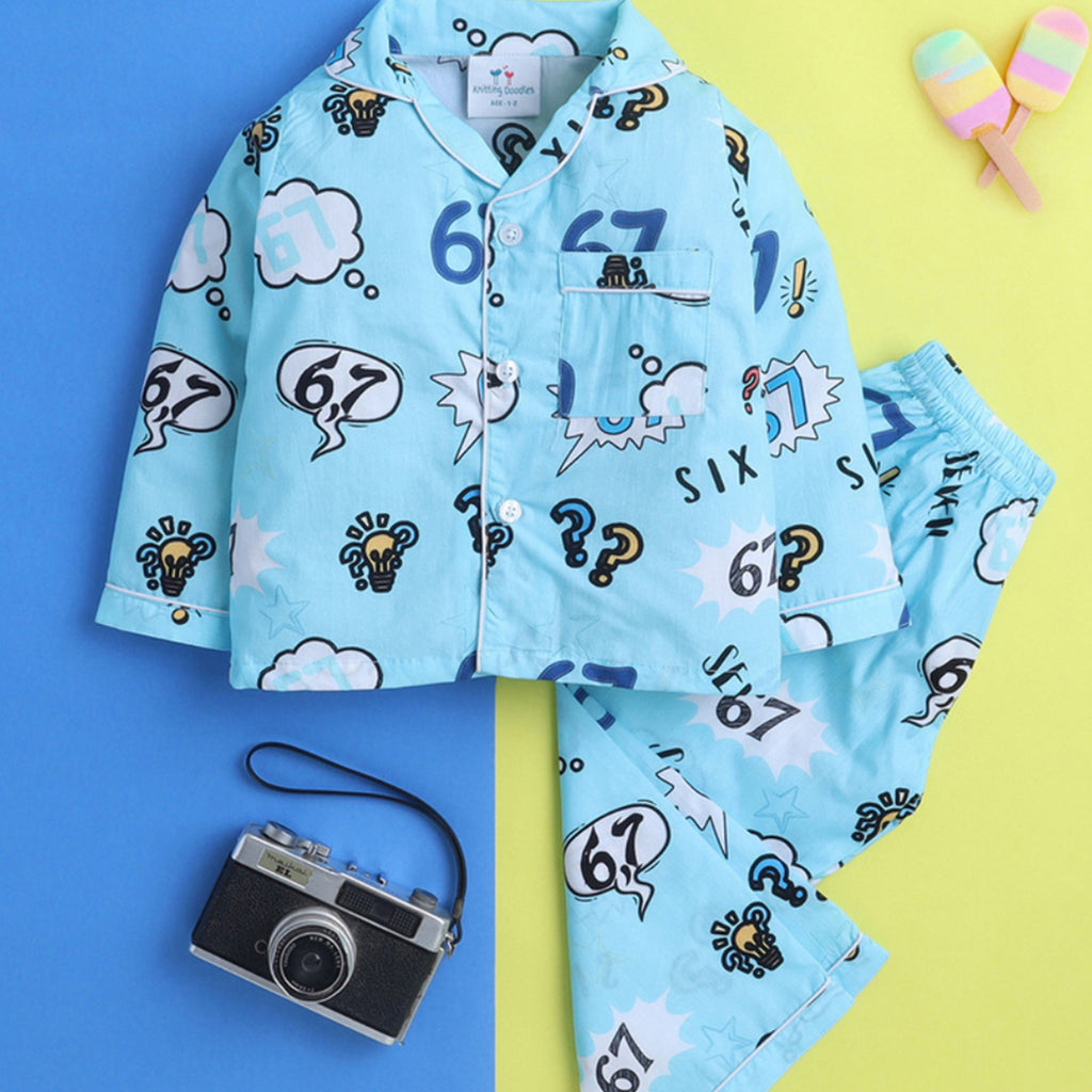 Six Seven Printed Night Suit for Kids