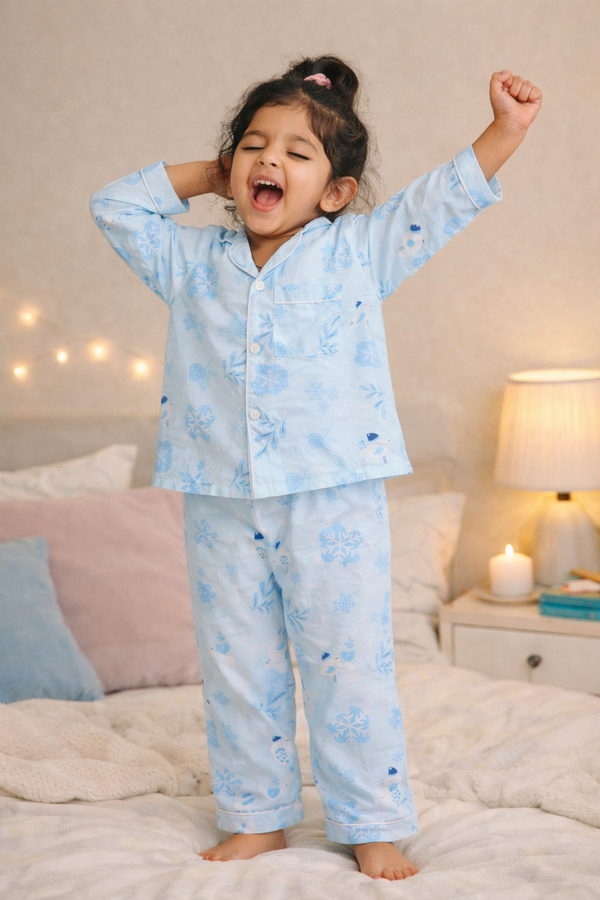Unisex Winter Snowflakes Print Nightsuit
