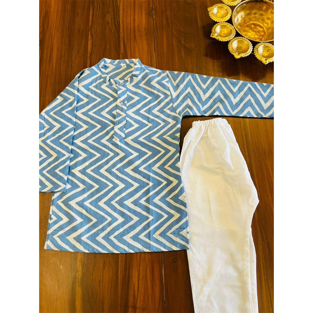 Muslin cotton chevron print kurta pyjama