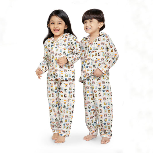 Animal Faces Print Nightsuit