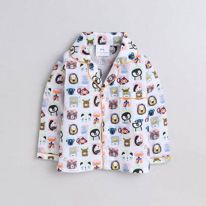 Animal Faces Print Nightsuit