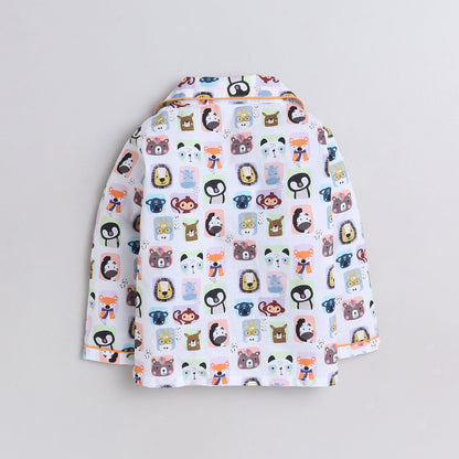 Animal Faces Print Nightsuit