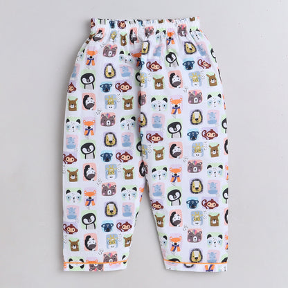 Animal Faces Print Nightsuit
