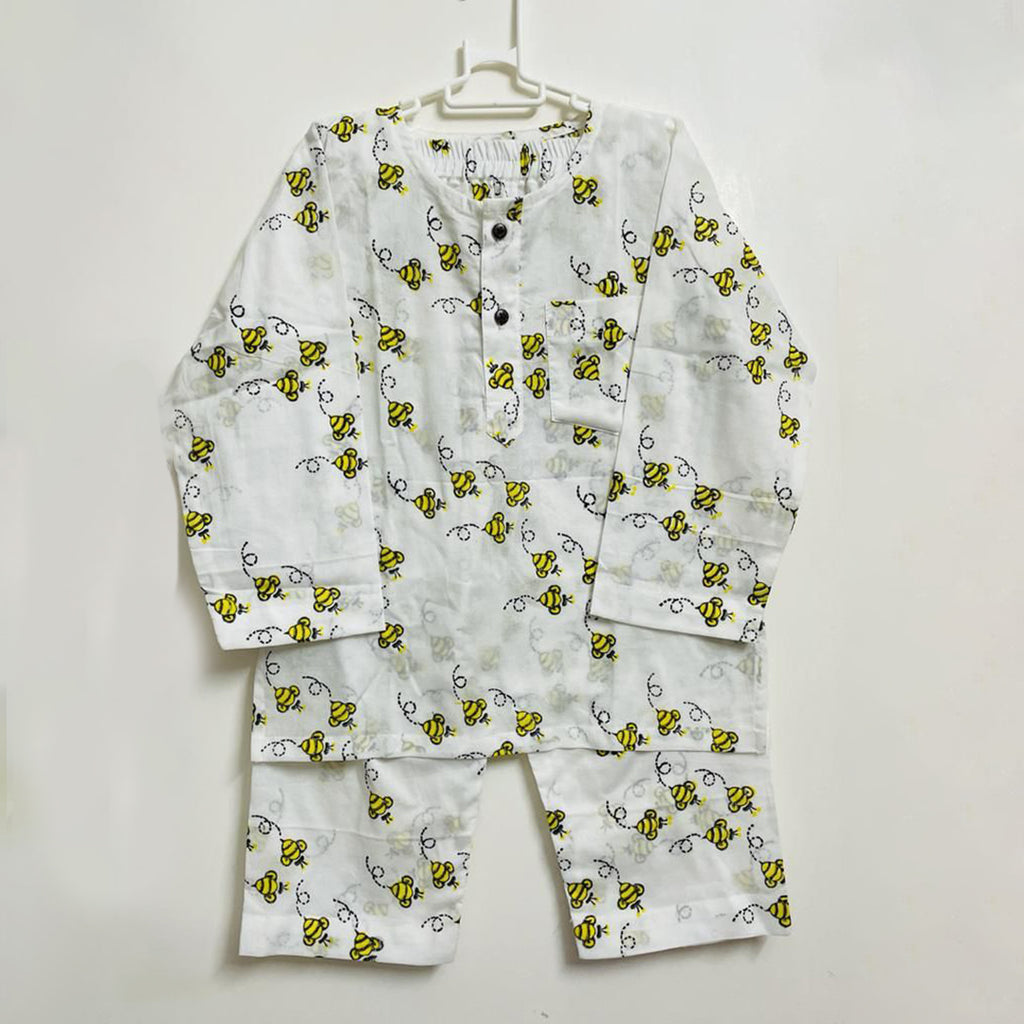 Bees Printed Mul Nightsut