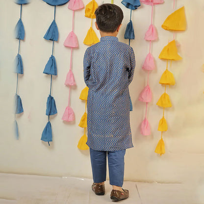 Blue Block Kurta and Pant