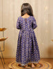 Blue Block Printed Full Length Dress