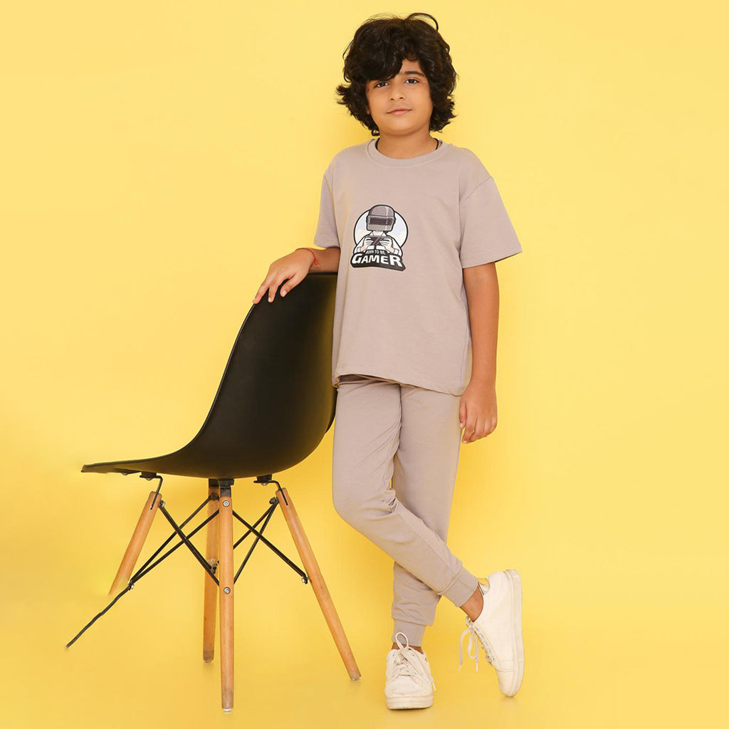 Boys BGMI Gamer Printed Terry Jogger Set